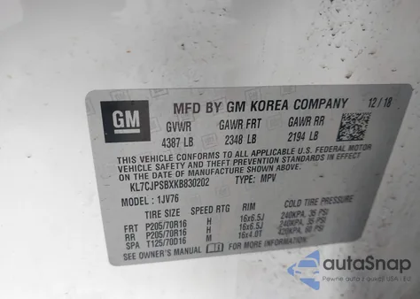 2019 Chevrolet Trax Lt from USA, damaged, VIN KL7CJPSBXKB830202